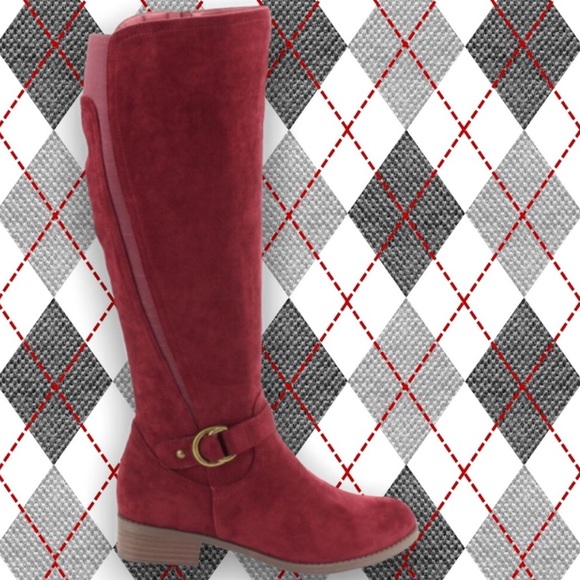 New TRIXIE Vegan Suede Wine Knee-High Riding Boot - Picture 4 of 9